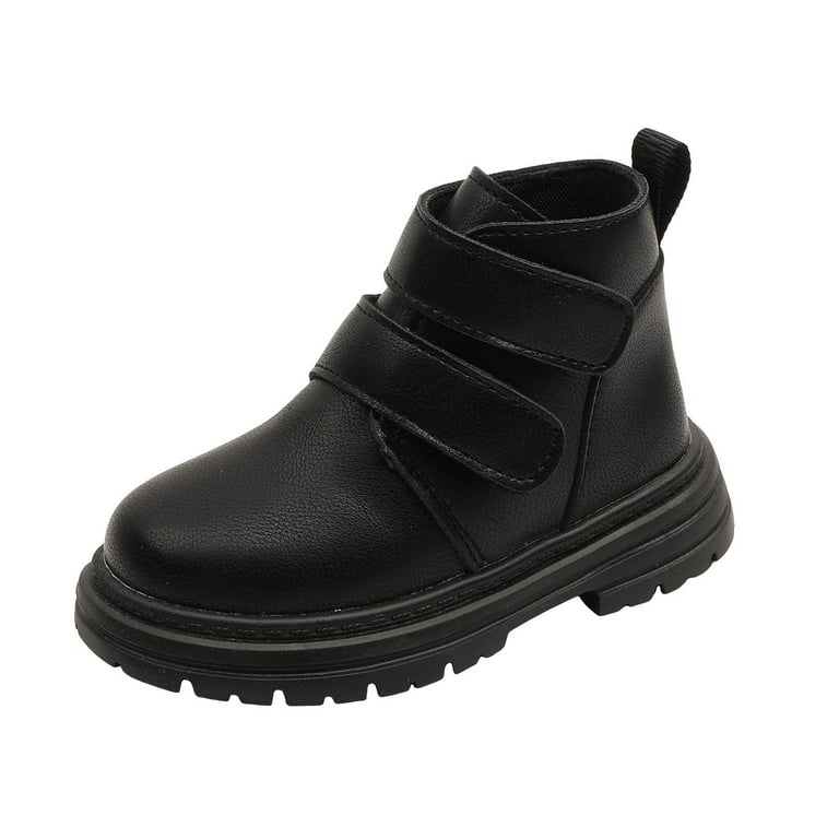 Sopiago Kids Boots Side Zipper Combat Shoes with Lace Up Ankle