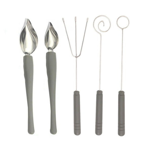 1 Set Professional Candy Dipping Tools Non-slip Stainless Steel Plating Coffee Culinary Drawing Spoons for Cook