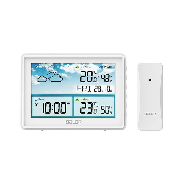 Rkstn Digital Weather Clock Multifunctional Digital Weather Clock That Can Monitor Weather, Temperature, Humidity, Alerts, Calendar, and Weather Conditions At Any