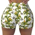 thumbnail image 2 of Logiee Corn And Butterflies Print Women's Biker Shorts,Workout Gym Shorts,Scrunch Shorts,Tummy Control Hidden Scrunch Running Yoga Shorts-Large, 2 of 8