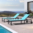 thumbnail image 2 of PURPLE LEAF Outdoor Chaise Lounge Chairs Set Aluminum Adjustable Recliner with Wheels and Table for Poolside Beach Patio Reclining Sunbathing Lounger, Turquoise Blue, 2 of 9