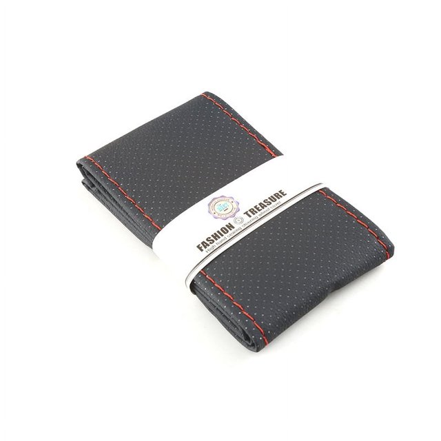 Funda de volante cosida a mano hecha de cuero de súper fibra, suave y lisa, funda de volante universal antiestacional cosida a mano