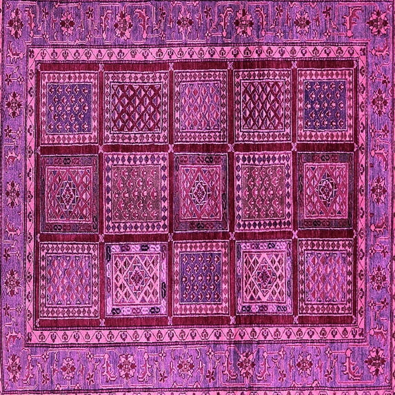 Ahgly Company Indoor Square Abstract Pink Modern Area Rugs, 3' Square