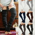 thumbnail image 4 of Janrevotw  2 Pairs Women'S Knitted Leg Warmers Casual Style Solid Footless Thigh High Socks (Black, Coffee, Grey), 4 of 5
