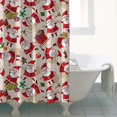 thumbnail image 4 of Beige Christmas Santa and Gift Pattern Shower Curtain 84"x72" ,Bathroom Decorative Shower Curtains Set with 12 Hooks,Modern Waterproof Washable Shower Curtain, 4 of 6