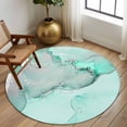 thumbnail image 3 of Aqua Marble Large Area Rugs for Bedroom Living Room, Soft Non Slip Carpet Bedside Rug, Modern Abstract Waves Silvery Farmhouse Round Floor Cover Kitchen Accent Rug 8' for Dining Room/Office, 3 of 9