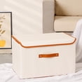 thumbnail image 5 of Unique Bargains Storage Cube Storage Bin with Handles Collapsible Storage Basket Beige L, 5 of 7