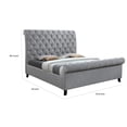 thumbnail image 5 of Benjara Magnolia King Size Bed- Tufted Upholstered Rolled Top Headboard- Gray, 5 of 6