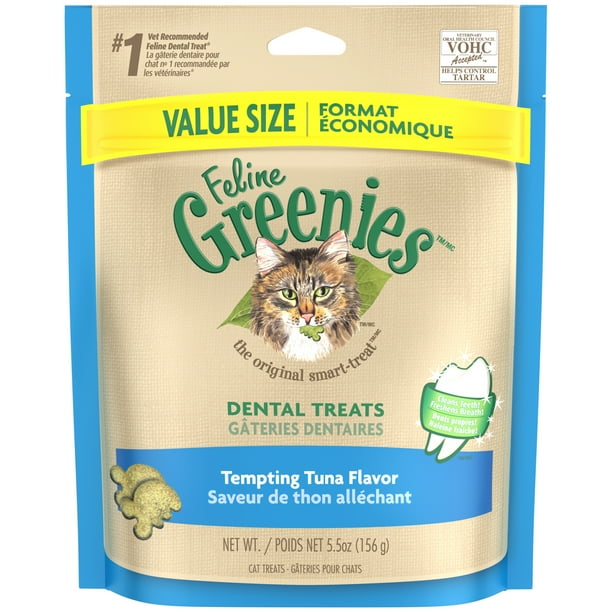 Feline Greenies Dental Natural Cat Treats, Tempting Tuna Flavor, 5.5 oz. Pouch