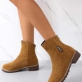 thumbnail image 5 of OKBOP Flats Shoes-Christmas Zipper Walking Shoes Women Hiking Boots Women Winter Warm Retro Wedge Womens Boots Clearance, 5 of 6