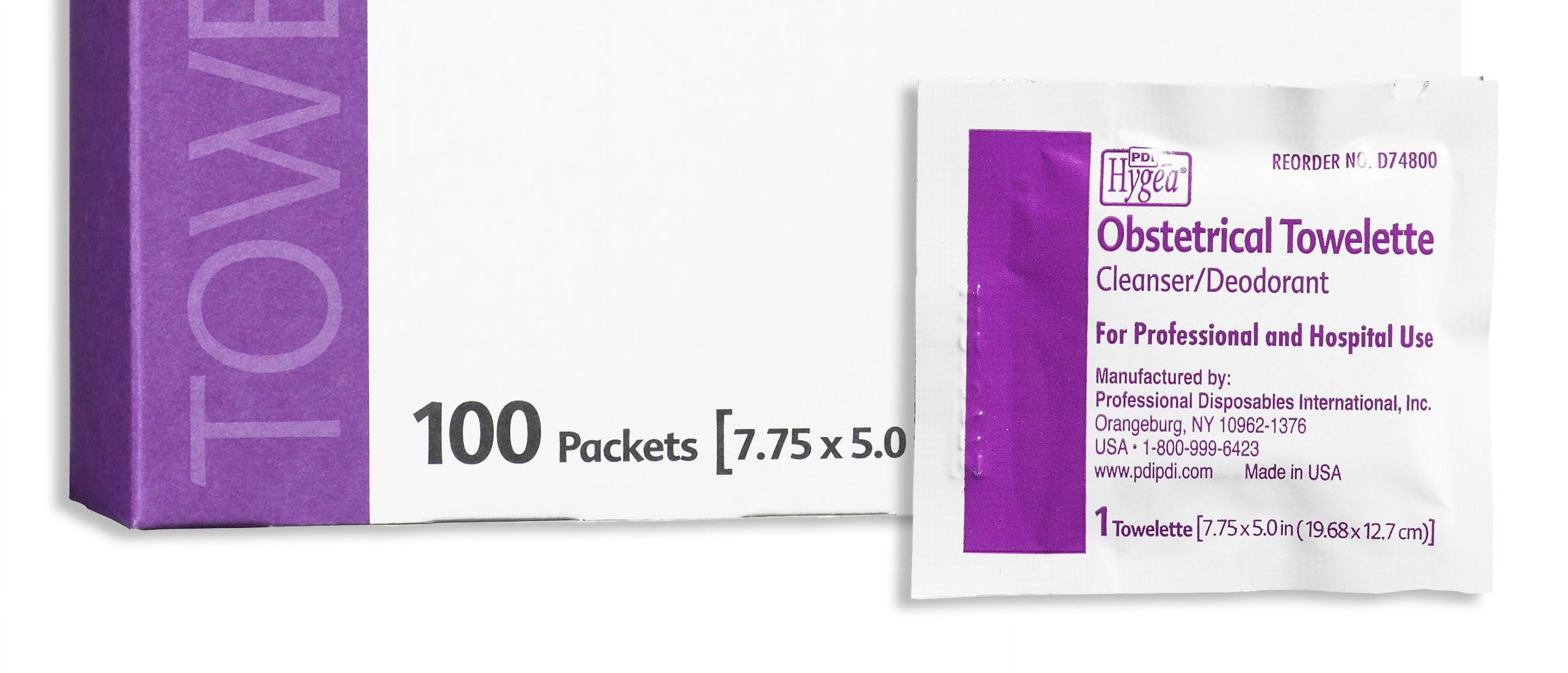 Hygea Obstetrical Wipe Individual Packet BZK (Benzalkonium Chloride) / Ethyl Alcohol / Chlorothymol Scented 100 Count, D74800 - Case of 1000