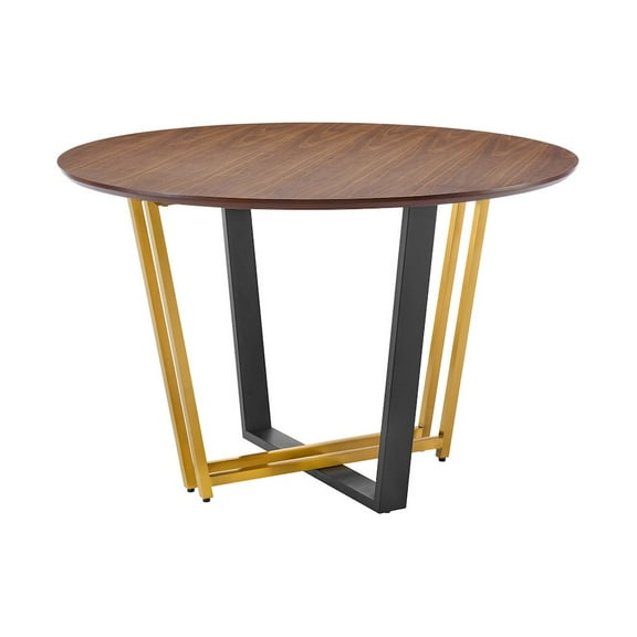 Armen Living Joana 48" Round Dining Table in Gold Stainless Steel