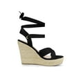 thumbnail image 3 of BLISSFUL STEP Women's Crisscross Espadrille Platform Lace Up Wedge Sandals, 3 of 8
