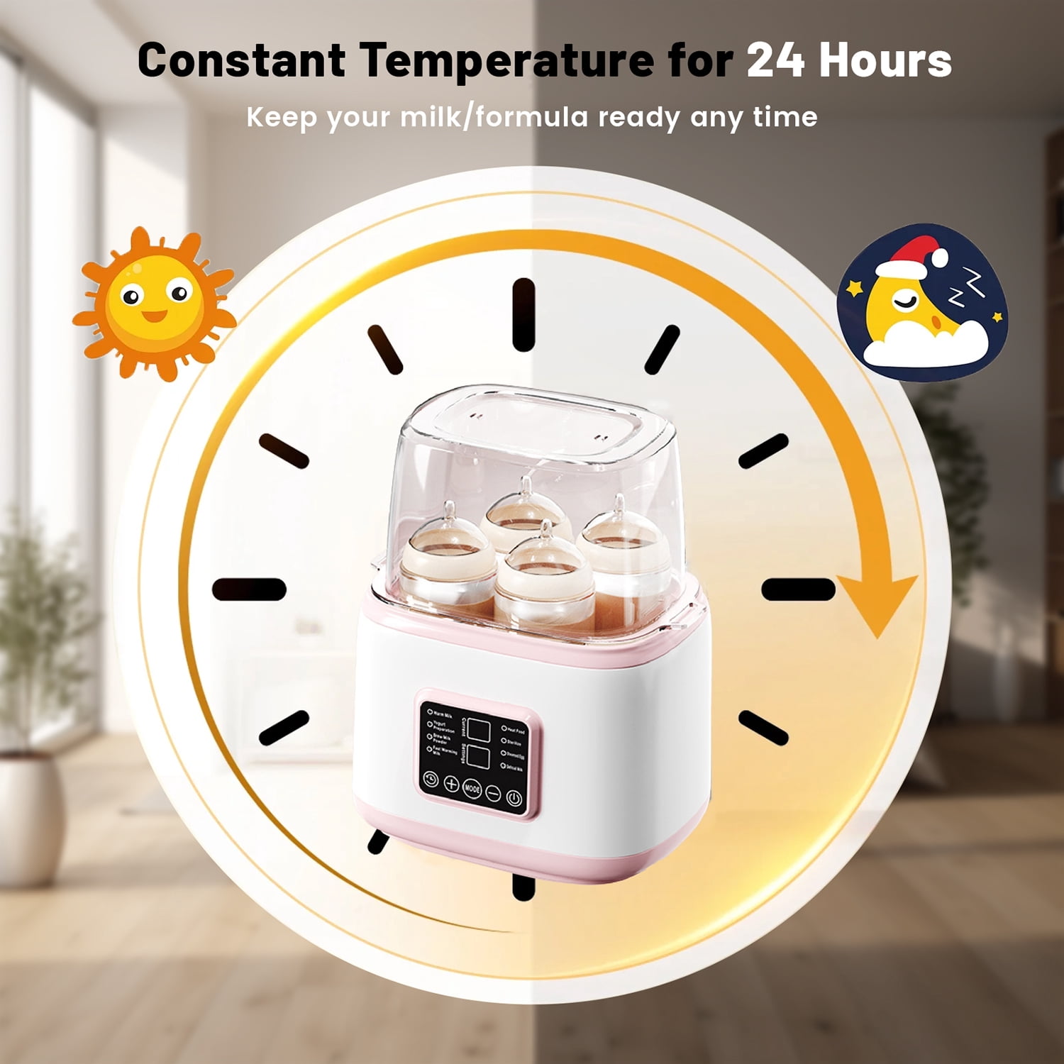 8-in-1 Baby Bottle Warmer and Sterilizer, 4-Bottle Capacity with Remote Control, Fast Milk Warmer and Food Heater for Newborns, Electric Steam Sanitizer