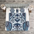 thumbnail image 3 of Ambesonne Hamsa Quilted Bedspread Set 3 Pcs, Oriental Hand Illustration, King Size, Pale Blue White, 3 of 3