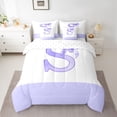 thumbnail image 2 of jejeloiu Cute Kawaii Bowknot 7-Piece Twin Bedding Sets,Purple Letter C Bedding Comforter Set For Girls Reversible, 2 of 8