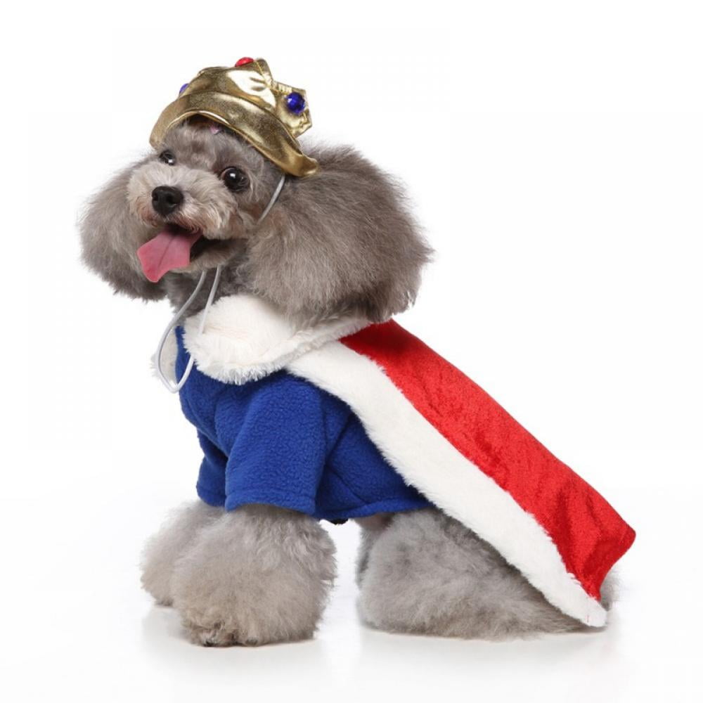 Pet Dog King Cloak Costume with Crown Cap,Funny Holiday Costume for