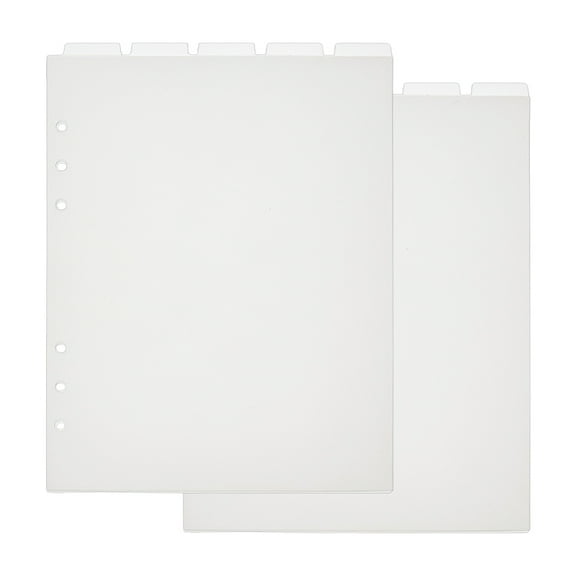 2sets A5 Frosted Plastic Discbound Notebook Index Divider Sheets 6 Holes Tab Divider for Binder Rectangle WhiteSmoke 219x148x0.3mm Hole: 6mm 5 sheets/set