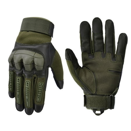 Tactical Gloves Full Finger Outdoor Gloves - VBIGER Motorcycle Gloves with Rubber Knuckle, Impact-resistant and Wear-proof, Best for Cycling, Hiking, Climbing and Tactical Training, Army