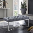 thumbnail image 2 of Armen Living Banc Touffeté en Gris Ardoise et Argent, 2 of 3