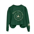 thumbnail image 4 of Bunenne St Patrick Day Sweatshirts Shamrock Sweatshirt Women's St. Day Print Long Sleeved Pullover Hooded Solid Color Hoodie Crew Sweatshirt for Women Army Green 3 L, 4 of 4