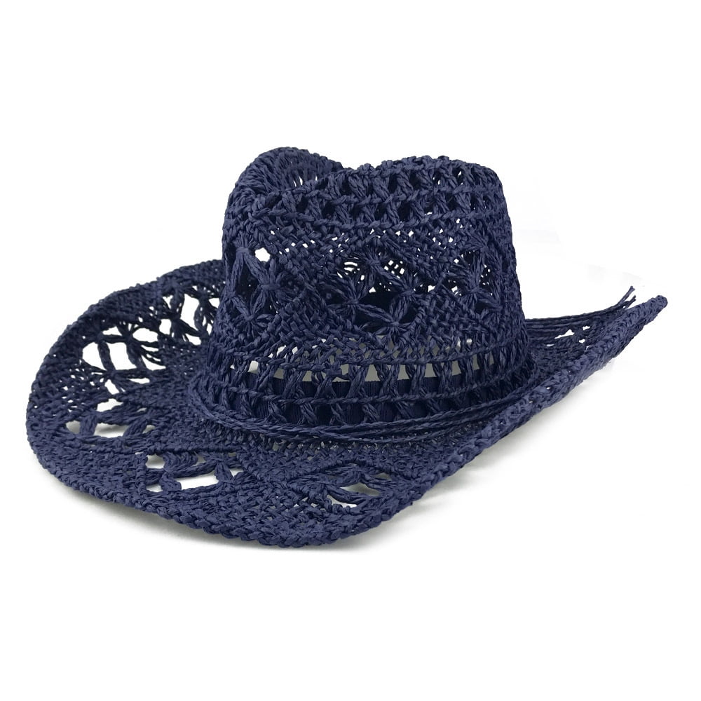 Men & Women's Woven Straw Cowboy Hat Summer Beach Sun Hat , Adjustable
