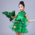 thumbnail image 4 of 1 pieza de sombrero y vestido de árbol de Navidad, disfraz de espectáculo de escenario para niños, disfraz de actuación navideña para niñas (tamaño 130 cm verde), 4 of 5