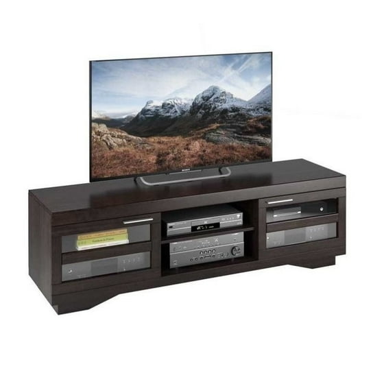 Atlin Designs 66 Wood Veneer Tv Stand In Mocha Black