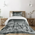 thumbnail image 3 of Ambesonne Black and White Quilted Bedspread Set 2 Pcs, Madrid at Night, Twin Size, Black White Grey, 3 of 6