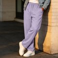 thumbnail image 2 of Rexolia Mens Stretch Straight Sweatpants 2 Zip Pockets Elastic Drawstring Waist Lightweight Light Purple L, 2 of 5