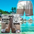 thumbnail image 6 of Costume Cosplay Pattern 3D Stop Staring At My Dog Custom Beach Shorts Swim Trunks, 6 of 7