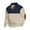 Khaki, variant on Men's Long Sleeve Pullover Sweater with Buttons Jacquard Knit Sweatshirt Stand Collar Color Block Fall Winter Tops (XL, Navy)