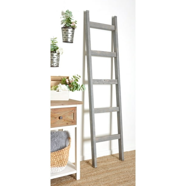 BrandtWorks Metal Tipped Industrial Modern Blanket Ladder 18 x 72