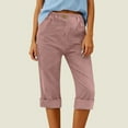 thumbnail image 2 of longantii Capri Pants for Women Cotton Linen Straight Wide Leg Capris Casual Summer 2026 Loose Elastic High Waist Cropped Trouser Pink XL, 2 of 5