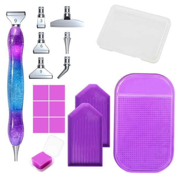 Kits de bolígrafos de pintura de diamantes con puntas de metal, accesorios de pintura de diamantes 5D, herramientas para manualidades, agarre cómodo y perforación más rápida