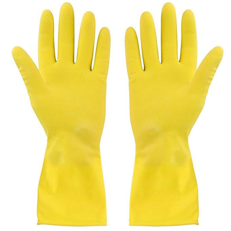 Durable Dishwashing Gloves Cleaning Latex Rubber Anti Skid Waterproof Household 