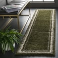 thumbnail image 2 of SAFAVIEH Border & Stripe Hyram Bordered Shag Runner Rug, Green, 2'2" x 8', 2 of 7