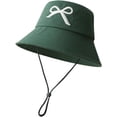 thumbnail image 5 of Bucket Hat for Women Embroidered Bucket Hat Bow-Tie Travel Beach Sun Hats Outdoor Vacation Cap Wide Brim Fishing Cap, 5 of 6