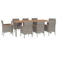 thumbnail image 3 of vidaXL Patio Dining Set with Cushions Outdoor Dinner Armchair Gray Poly Rattan, 3 of 10