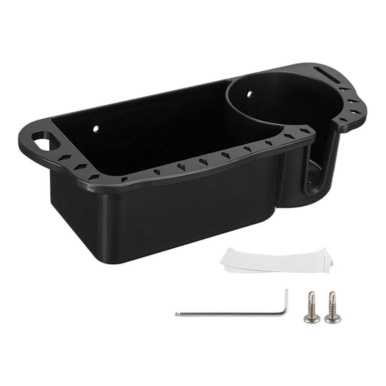 Boat Organizer with Drainage & Reserved Installation Holes, Marine Cup Holder Universal Fit for Bass Boat Fishing Cabin Storage Black, Size: 29.5 cm