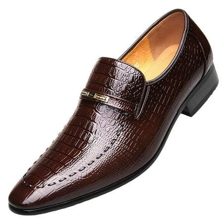 PLLFRLRT Black Dress Shoes Men Slip on Shoes Dress Black Wedding Shoes British Business Shoe Pointed Toe Formal Dress Shoes Leather Shoes(Brown 10.5)