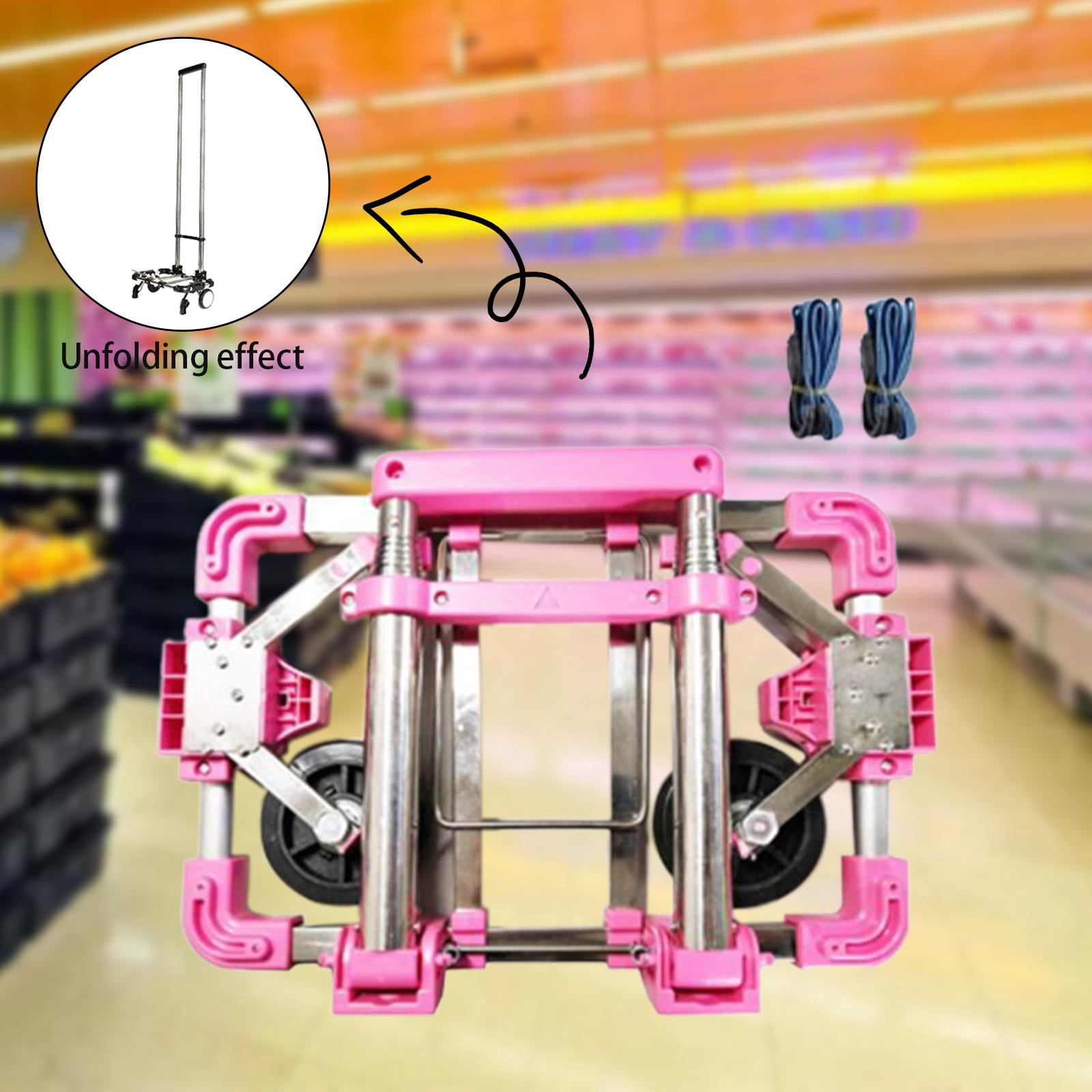Lightweight Hand Truck Foldable Portable Fold up Hand Cart for Moving Pink