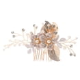 thumbnail image 1 of Peineta para el pelo de boda, tocado de novia con flores y hojas, peineta de perlas, accesorio para el pelo de novia, 1 of 8