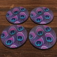 thumbnail image 2 of WIRESTER Drink Round Fabric Felt Neoprene Coasters Set of 4pcs, Peacock Feathers, 2 of 4