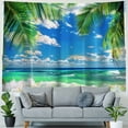 thumbnail image 4 of Orinice Palm Trees Beach Scene Blue Sky Tapestry Wall Hanging Unique Style for Home Wall Decor Art Living Room Bedroom Apartment Farmhouse Dorm 50x40inch, 4 of 6