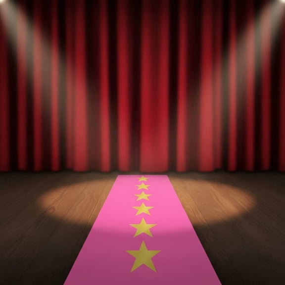 Disposable Red Plastic Carpet Runner for Party Movie Night with Golden Star Runner Rug for Floor Stage Stairs Birthday Wedding Theme Decoration Prom Decor