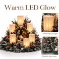 thumbnail image 5 of Christmas Flameless Candle Centerpiece Wreath with LED Flickering Pillar Lights Pine Cones Berries Nativity Scene Figurine for Dining Table Mantle Festival Holiday Home Indoor Room Decor Display, 5 of 6