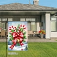thumbnail image 3 of JOOCAR Christmas Candy Cane and Holly Garden Flag with Red Bow and Bell for Winter Christmas Home Outdoor Garden Yard Door Decor 12x18 inch, 3 of 5