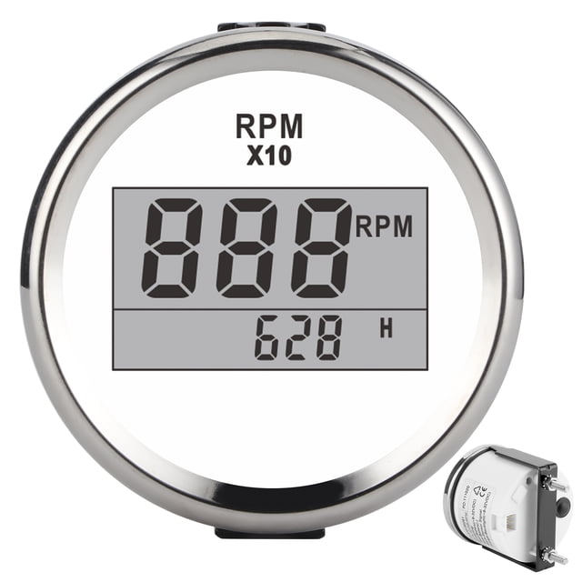 Jauge de Tachymètre Étanche Rétroéclairage Rouge Écran LCD pour Voiture Bateau Yacht 52mm 2 Po