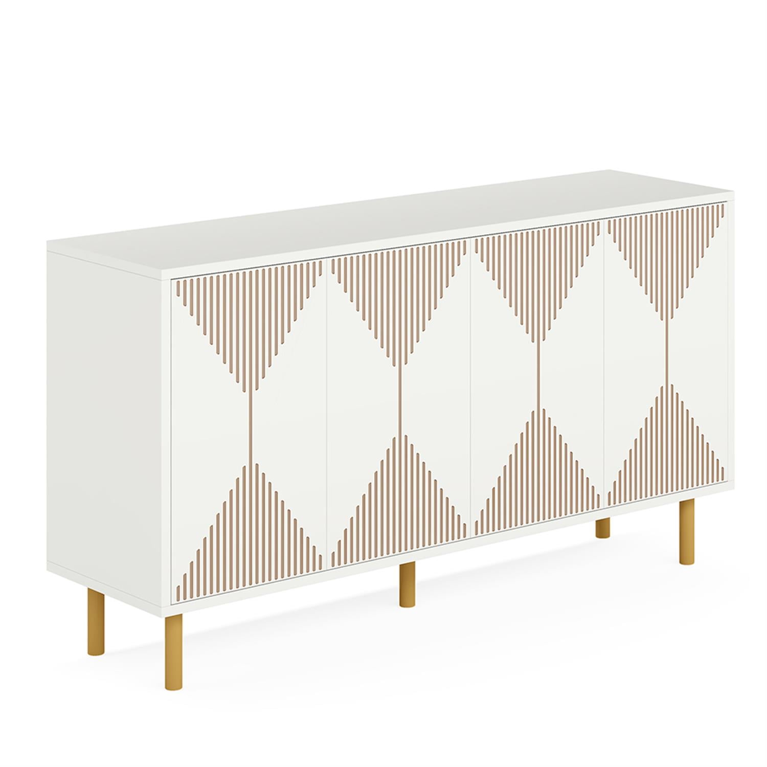 Demi Bonn 59" Sideboard Buffet Storage Cabinet, Modern Credenza Accent Cabinet with Doors, Console Coffee Bar for Kitchen Entryway Living Dining Room, White